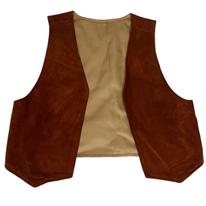 Ladies Vintage Petite Brown Suede Micro Fringe Vest S/M